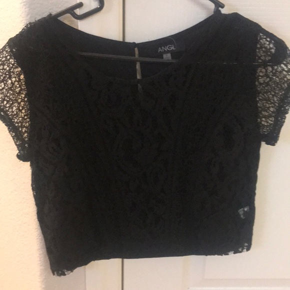Black lace front crop top. Brand New with Tags - Picture 3 of 4